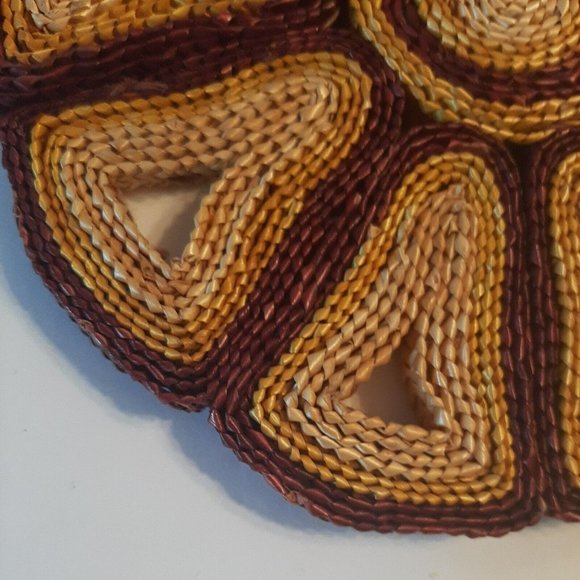 Vintage Straw Trivet Hot Pad Woven Wicker Colorful Boho - Picture 3 of 6